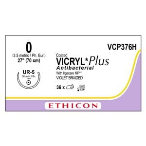 Vicryl Plus Suture 0 27" Triclosan/Polyglactin 910 Braid UR-5 Violet 36/Bx