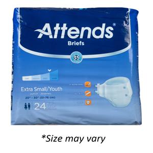 Attends Incontinence Brief Unisex 25-35" Heavy-Severe White 24/Bg, 4 BG/CA