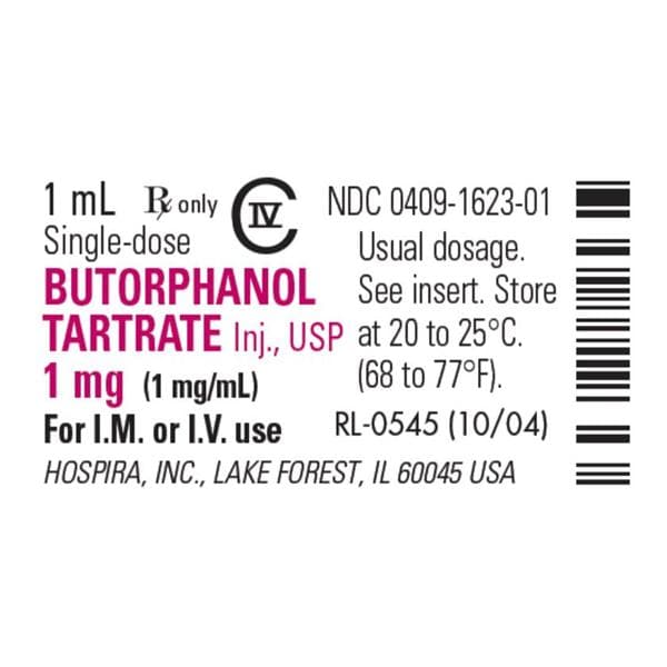 Butorphanol Tartrate Injection 1mg/mL SDV 1mL 10/Bx