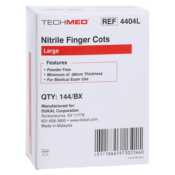 Tech-Med Nitrile Pre-Rolled Finger Cots Large White