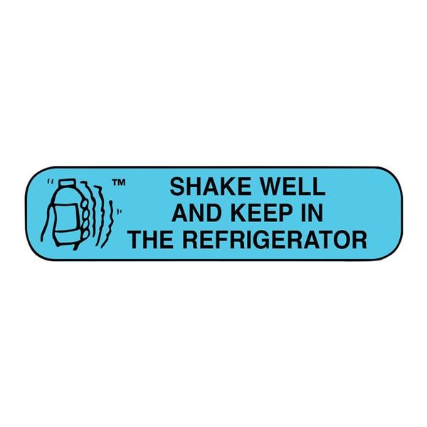 Labels Shake Well Refrigerate Blue 1-9/16x1/2" 1000/Bx