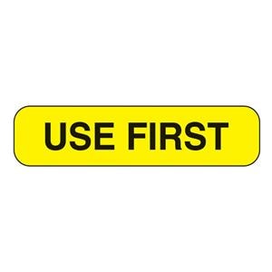 Label "Use First" Yellow 1-5/8x3/8" 1000/Bx