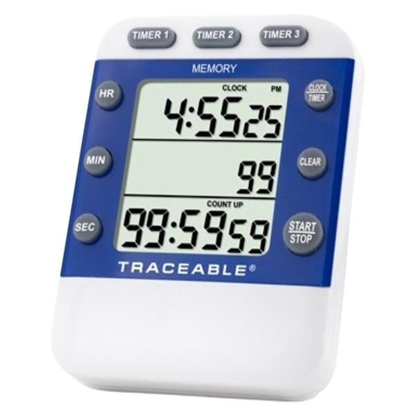 Traceable Three Line Timer 99 Hours, 59 Minutes, 59 Seconds Audible Alarm Ea