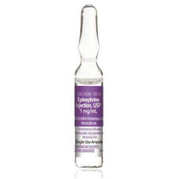 Epinephrine Injection 1mg/mL 1:1000 Ampule 1mL 10/Bx