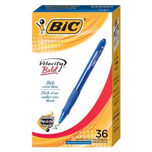 BIC Velocity Bold Bllpt Pens 1.6 mm Trnslucnt Brrl Blu Ink 36/Pk 36/Pk