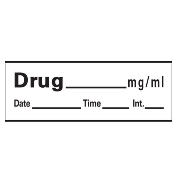 Anesthesia Label DTI Drug mg/ml White 1/2x500" 333/Rl