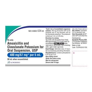 Amoxicillin/Clavulanate Potassium Oral Susp 400mg/57mg/5mL Orng Btl 75mL/Bt