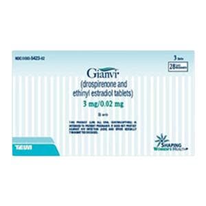 Gianvi Tablets 3mg/0.02mg Blister Pack 3x28/Pk