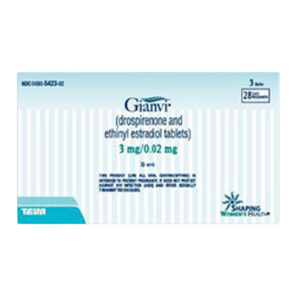 Gianvi Tablets 3mg/0.02mg Blister Pack 3x28/Pk