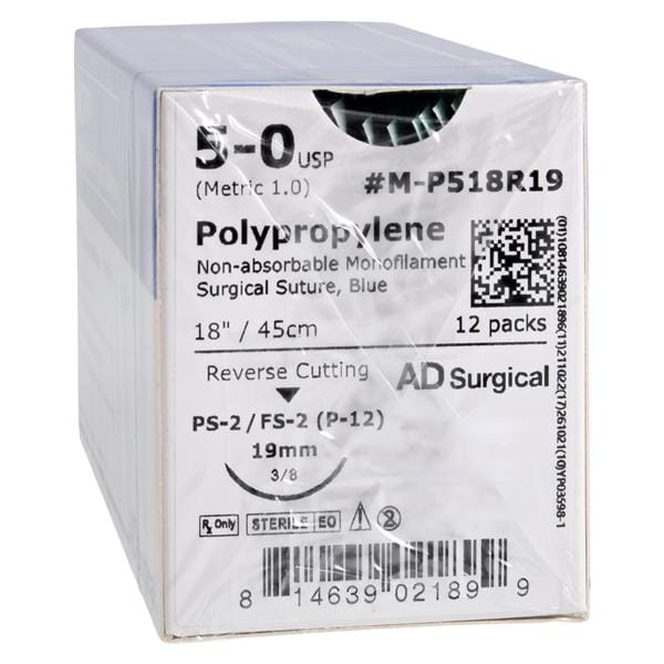 Suture 5-0 18" Polypropylene Monofilament C-13 Blue 12/Bx