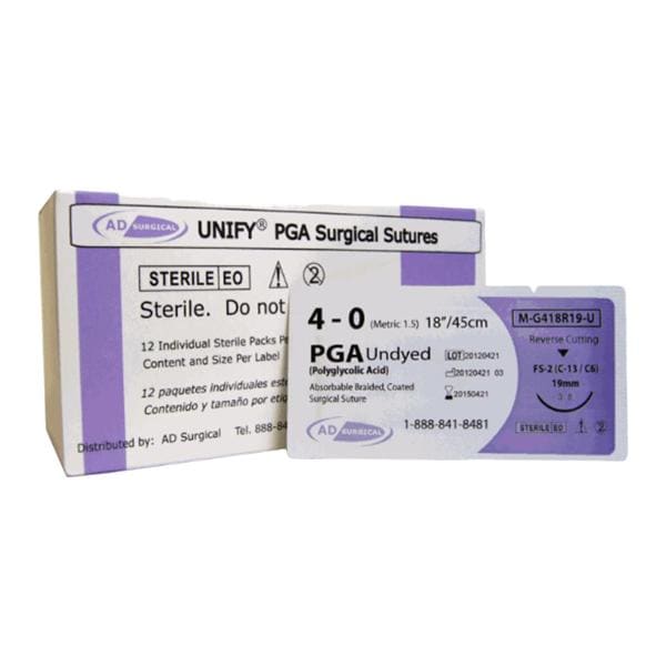 Unify Suture 5-0 18" Polyglycolic Acid Braid FS-2 Undyed 12/Bx