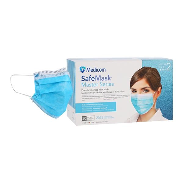 SafeMask Master Series Procedure Mask ASTM Level 2 Ocean Surf Adult 50/Bx, 10 BX/CA