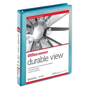 Office Depot Durable View Round-Ring Binder 1" Rings Jeweler Blue Ea