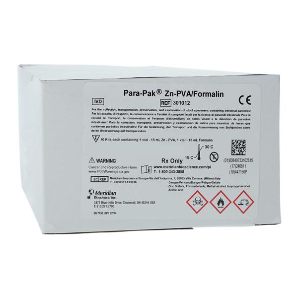 Para-Pak Fixative Transport System Zinc-PVA/ Formalin 10% 15mL 10/Bx, 12 BX/CA