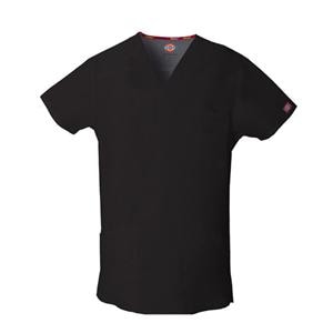 Dickies Scrub Top V-Neck 4 Pockets Short Sleeves 2X Large Black Mens Ea