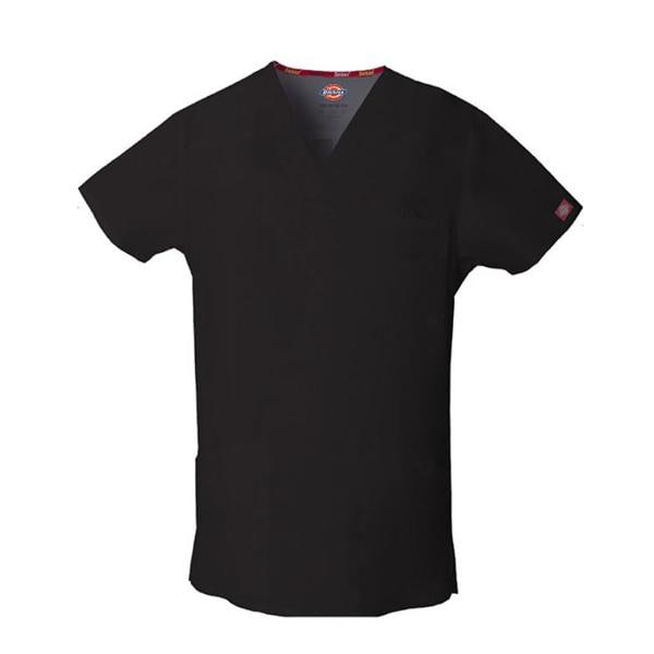 Dickies Scrub Top V-Neck 4 Pockets Short Sleeves 2X Large Black Mens Ea