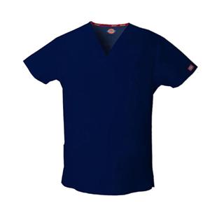 Dickies Scrub Top V-Neck 4 Pockets Short Sleeves 2X Large Navy Mens Ea