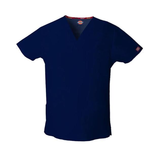 Dickies Scrub Top V-Neck 4 Pockets Short Sleeves 2X Large Navy Mens Ea