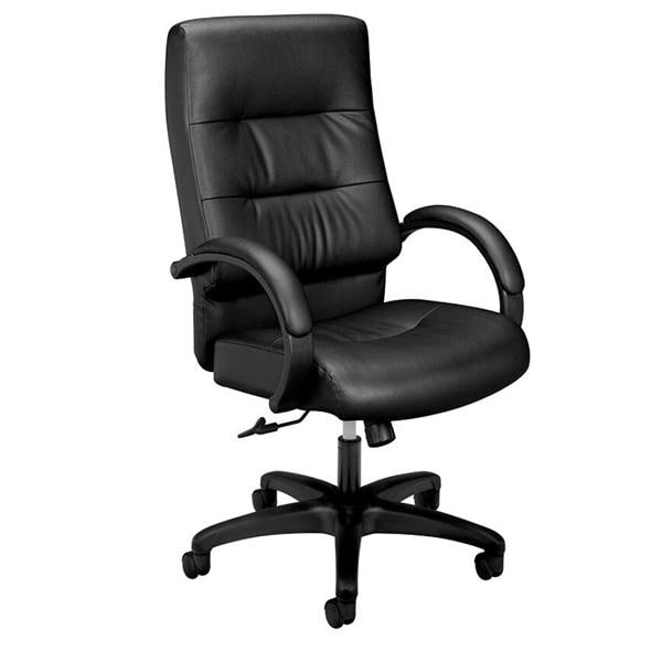 basyx by HON SofThread Plush-Leather High-Back Chair Black Ea