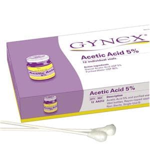 Gynex Reagent Acetic Acid 5% 10mL With 12 Rayon Swabs 12/Bx