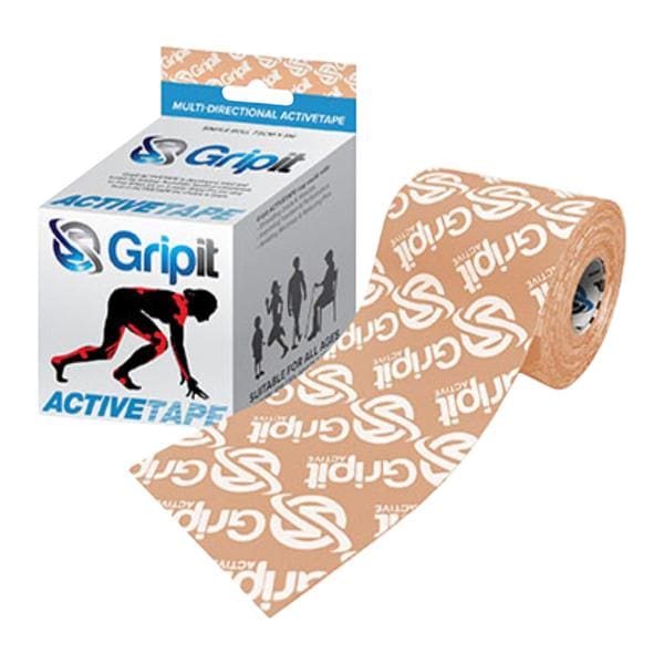 Gripit Activetape Kinesiology Tape Cotton/Nylon 3"x5.5yd Tan with Logo Ea