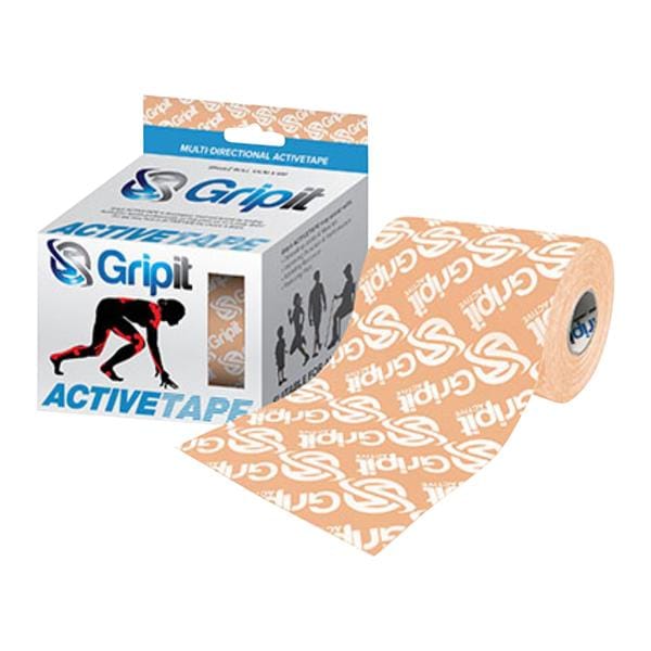 Gripit Activetape Kinesiology Tape Cotton/Nylon 4"x5.5yd Tan with Logo Ea