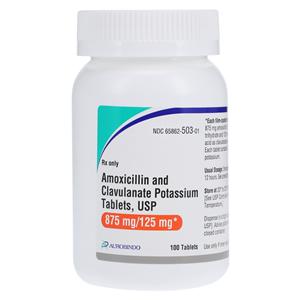 Amoxicillin/Clavulanate Potassium Tablets 875mg/125mg Bottle 100/Bottle 100/Bt