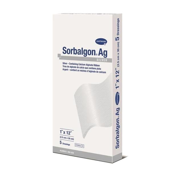 Sorbalgon Ag Calcium Alginate/Silver Hydrophilic Dressing 1x12" Sterile Rbn LF