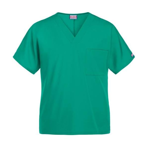 Scrub Top V-Neck Tunic 1 Pocket Short Sleeves 4X Large Surgical Green Unisex Ea