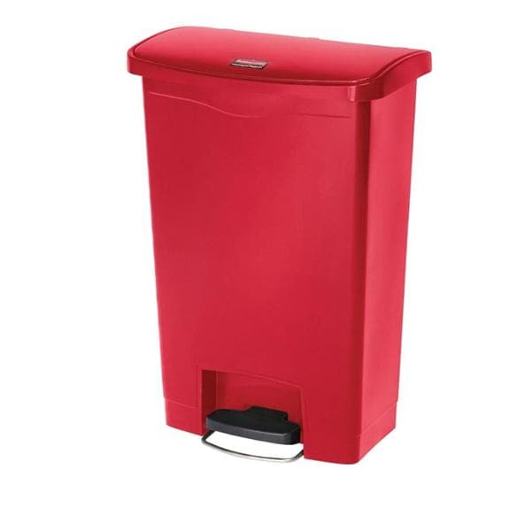 Rubbermaid Slim Jim Rectangular Plastic Wastebasket Step-On 13 Gallons Red Ea