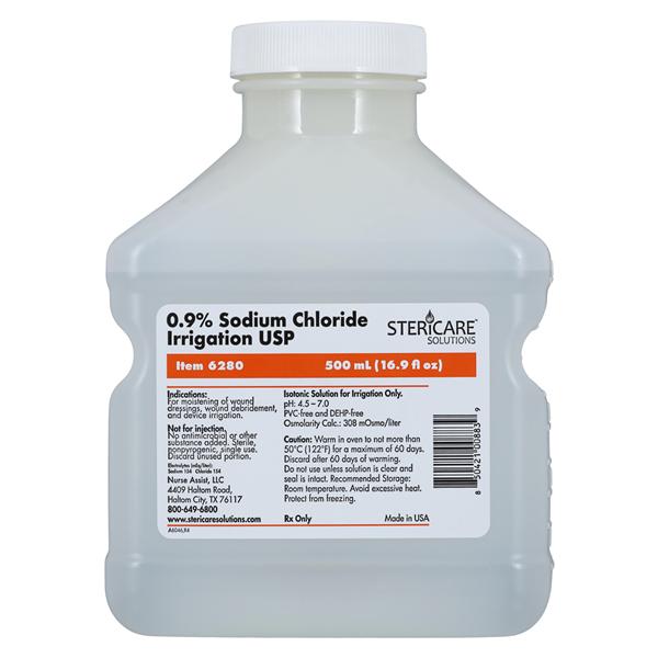 SteriCare Solutions Irrigation Solution Normal Saline 500mL Bt 18/Ca