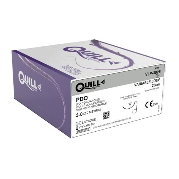 Quill Suture 3-0 20cm Polydioxanone Monofilament PS-2 Undyed 12/Bx