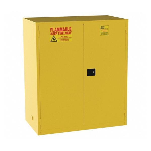 Flammable Safety Cabinet 2 Door/2 Shelves Powder-Coated Steel Lockable Yellow Ea