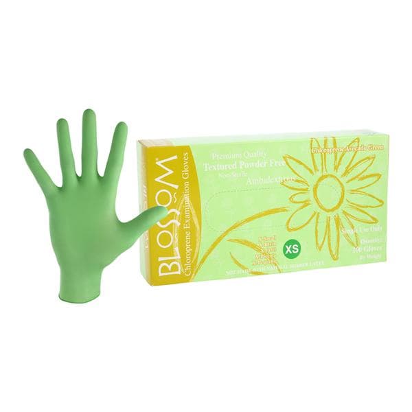 Blossom Chloroprene Exam Gloves X-Small Avocado Green Non-Sterile