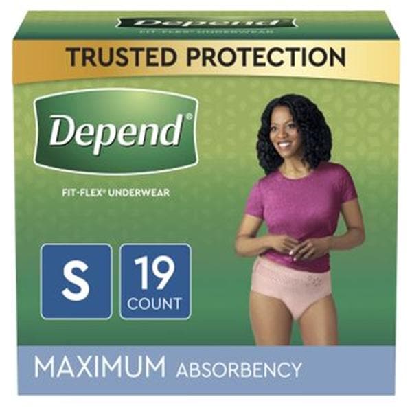 Depend Incontinence Underwear Female 24-30 Maximum Blush/Pink Odor Control 38/Ca