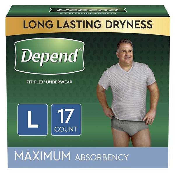 Depend Incontinence Brief Male 35-43" Maximum Gray Odor Control 34/Ca