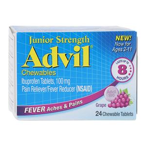 Advil Junior Chewable Tablets 100mg Grape Bottle 24/Bx