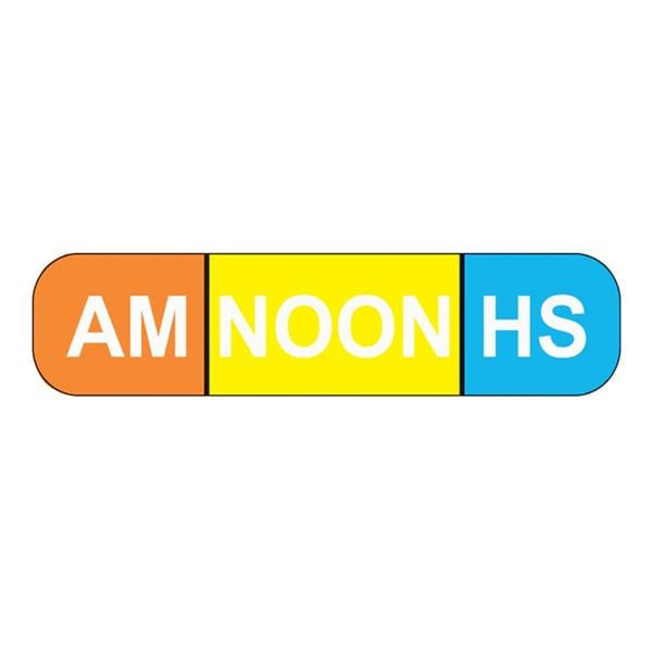 Labels AM NOON HS Assorted 1-5/8x3/8" 1000/Pk