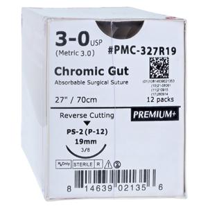 Premium Suture 3-0 27'' Chromic Gut Monofilament P-12 Brown 12/Bx