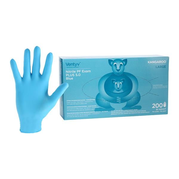 Kangaroo Nitrile Exam Gloves Large Blue Non-Sterile