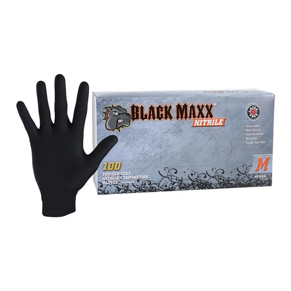 Black Maxx Nitrile Exam Gloves Medium Black Non-Sterile