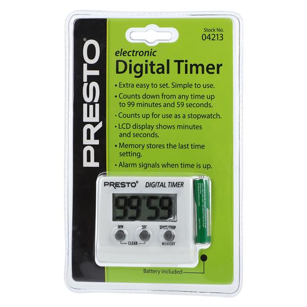 Digital Timer 99 Minutes, 59 Seconds Audible Alarm Ea