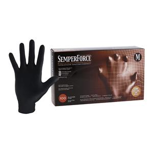 SemperForce Nitrile Exam Gloves Medium Black Non-Sterile, 10 BX/CA