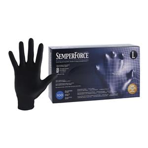 SemperForce Nitrile Exam Gloves Large Black Non-Sterile, 10 BX/CA