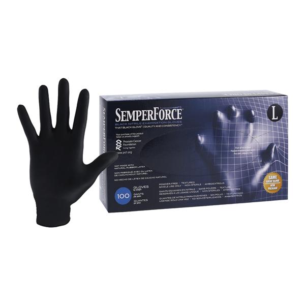 SemperForce Nitrile Exam Gloves Large Black Non-Sterile, 10 BX/CA