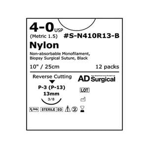 Unify Suture 4-0 10" Nylon Monofilament P-13 Black 12/Bx