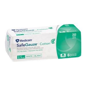 SafeGauze Cotton Non-Woven Gauze 4x4" 4 Ply Non-Sterile LF, 10 PK/CA