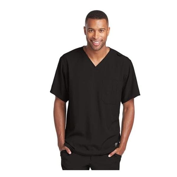 Skechers Scrub Top V-Neck 1 Pocket Small Black Mens Ea