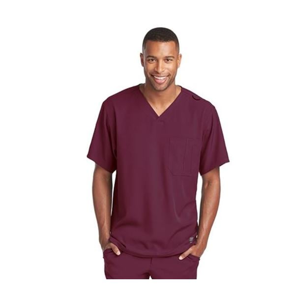 Skechers Scrub Top V-Neck 1 Pocket X-Small Wine Mens Ea