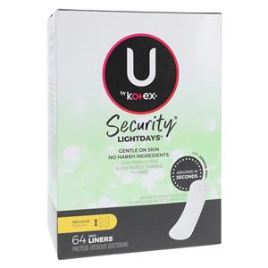 U by Kotex Panty Liner Regular Light White Disposable Fragrance Free LF 64/Pk